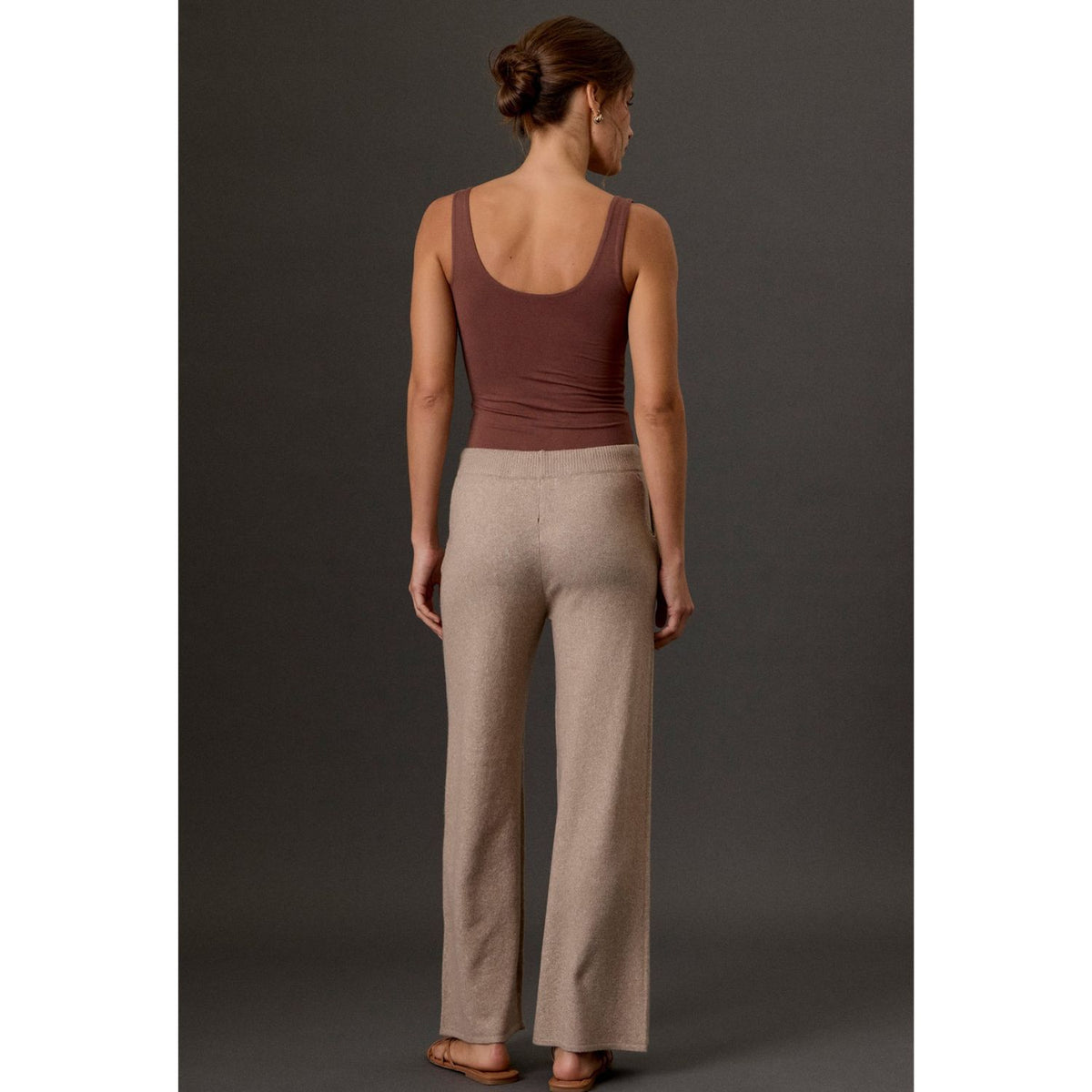 Women's ultra-soft sweater knit wide leg pants with a drawstring waistband and relaxed fit