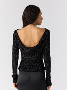 Free People Leading The Way Long Sleeve in Black, back view