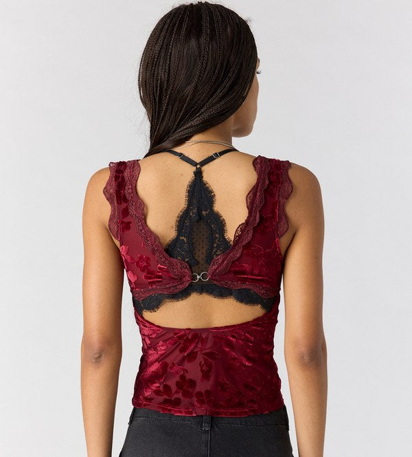 Free People Loved You First Velvet Lace in Cabernet, back view