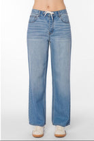 relaxed straight leg jeans, drawstring waist denim, comfort waist jeans, everyday straight jeans, casual relaxed denim, mid rise straight jeans, easy fit denim pants, laid back denim style, everyday wardrobe denim, relaxed fit jeans women, modern straight leg denim, casual lifestyle jeans