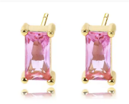 Pink Rectangle Stud Earrings