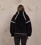 Vintage Havana Sherpa Quarter Zip in Black Ivory, back view