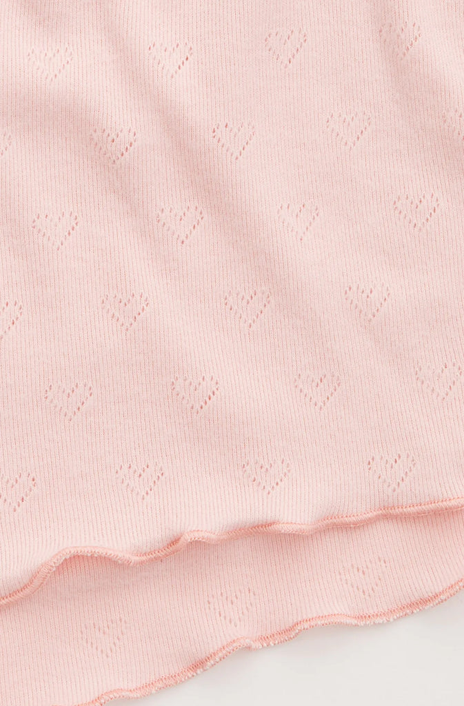 PJ Salvage Pink Pointelle Hearts Short Pink Dream. Rest easy in these pink brushed pajama shorts covered in a dreamy pointelle heart pattern and styled with a delicate rosette accent on the waistband.