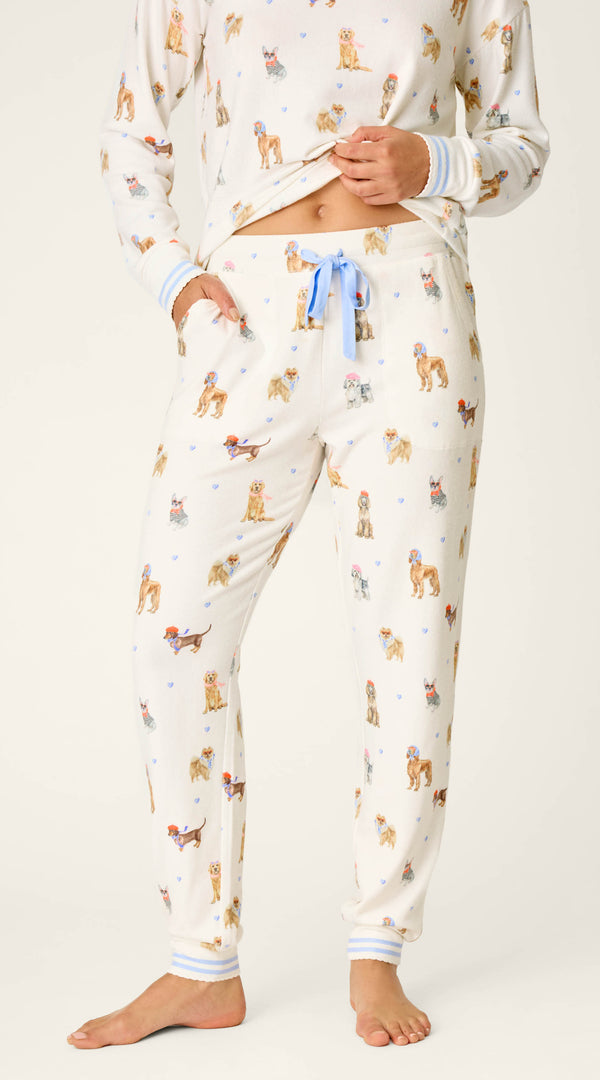 P.J. Salvage Meet Me in Pawris jogger pajama pants in Ivory