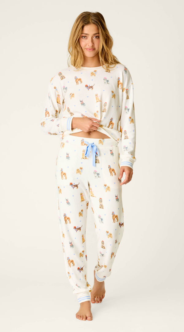 P.J. Salvage Meet Me in Pawris jogger pajama pants in Ivory