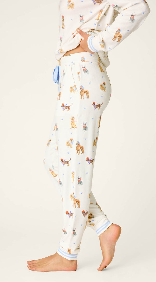 P.J. Salvage Meet Me in Pawris jogger pajama pants in Ivory