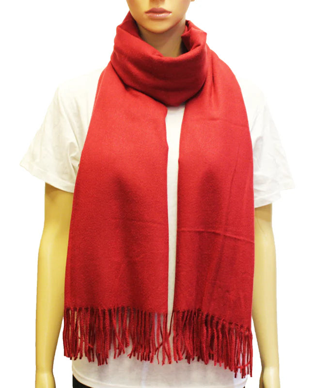 women’s scarf, cozy winter scarf, classic knit wrap, holiday scarf accessory, soft shawl, vibrant winter accessory, warm scarf for women, fall scarf, chic cold weather scarf, timeless fringed wrap, festive red accessory, winter outfit essential