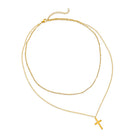 gold cross necklace, layered cross necklace, dainty gold necklace, faith jewelry, gold chain with cross, layered pendant necklace, minimal gold jewelry, everyday gold necklace, women’s gold cross necklace, modern layered necklace