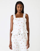 women’s peplum top, square neck top, sleeveless women’s top, feminine blouse, boutique women’s tops, structured sleeveless top, everyday dressy top, floral print top, spring women’s top, matching set top