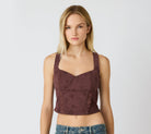 eyelet corset top women, bustier style top, structured cropped top, feminine eyelet tank, corset inspired top, romantic fitted top, boutique fashion crop top, structured summer top women, trendy corset tank, modern feminine top, elevated casual crop top, fashion forward eyelet top