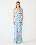 floral maxi dress, women’s maxi dress, ruffle maxi dress, sleeveless maxi dress, boutique women’s dresses, romantic maxi dress, occasion maxi dress, wedding guest dress, flowy maxi dress, feminine long dress