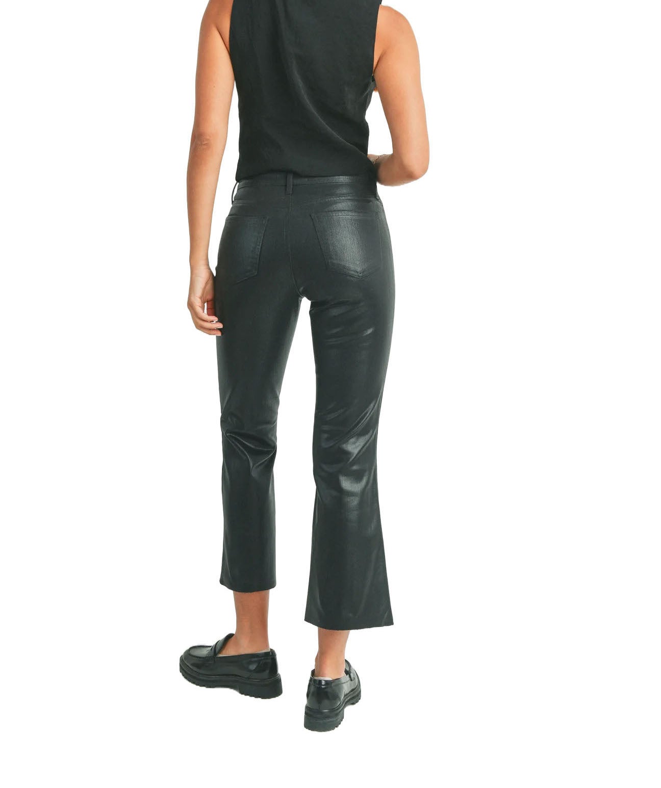 JBD Cropped Coated Kick Flare Black. These coated jeans feature a cropped kick flare fit perfect for showing off your fav heels, so easy to dress up or down for any occasion.