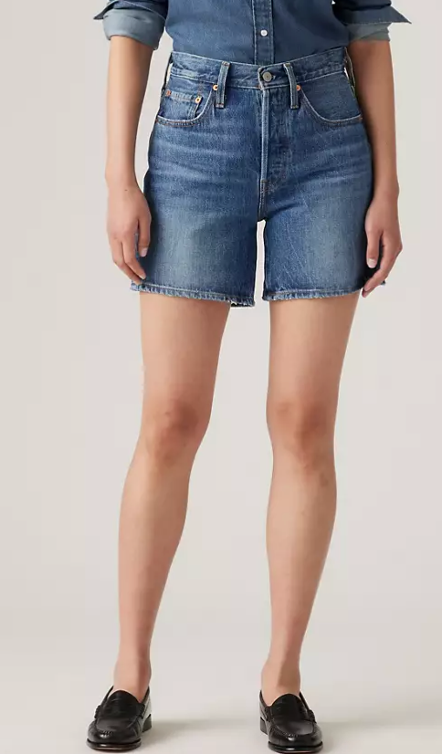 levis 501 mid thigh short blue beauty