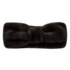 Solid Faux Fur Headwrap in black featuring a plush, soft-textured finish, elegant twisted-front detail, and wide silhouette for a cozy, sophisticated winter look.