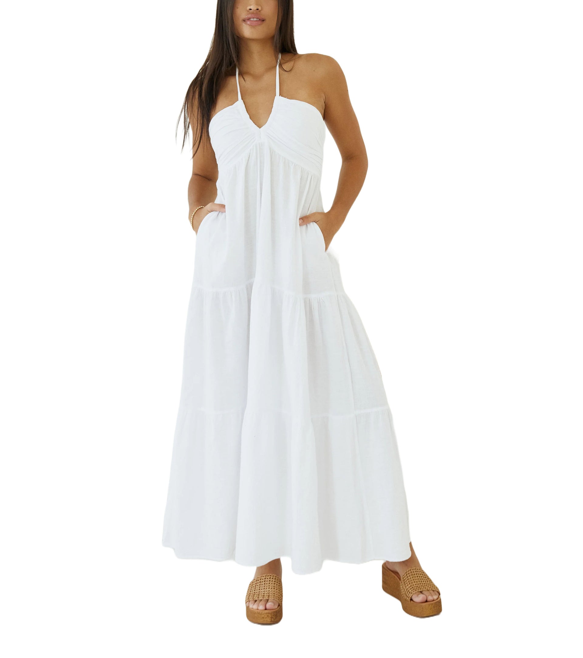 white christmas dresses Antigua Halter Maxi Dress S / White