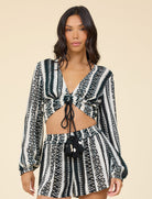 tie front crop top, striped crop top, women’s resort top, boho top, matching set top, vacation outfit, boutique women’s top