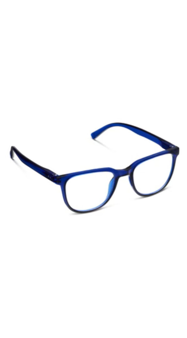 blue and black rounded soft square reading glasses