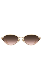 oval sunglasses with gold frames and adorned sides