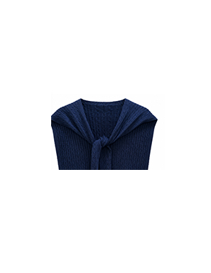 KW Fashion Cable Knit Shoulder Wrap in Navy, front view