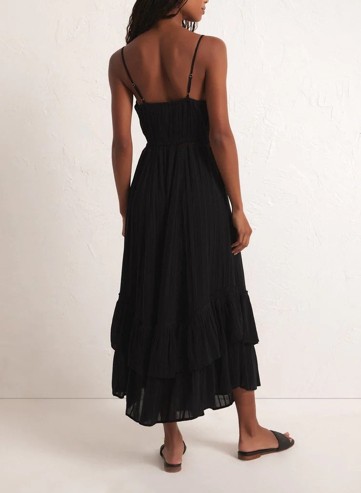 Z Supply Rose Maxi Dress Black. Sunny days are better with the fully lined Rose Maxi Dress. From cowboy boots to flip flops, this dress can be styled with it all!