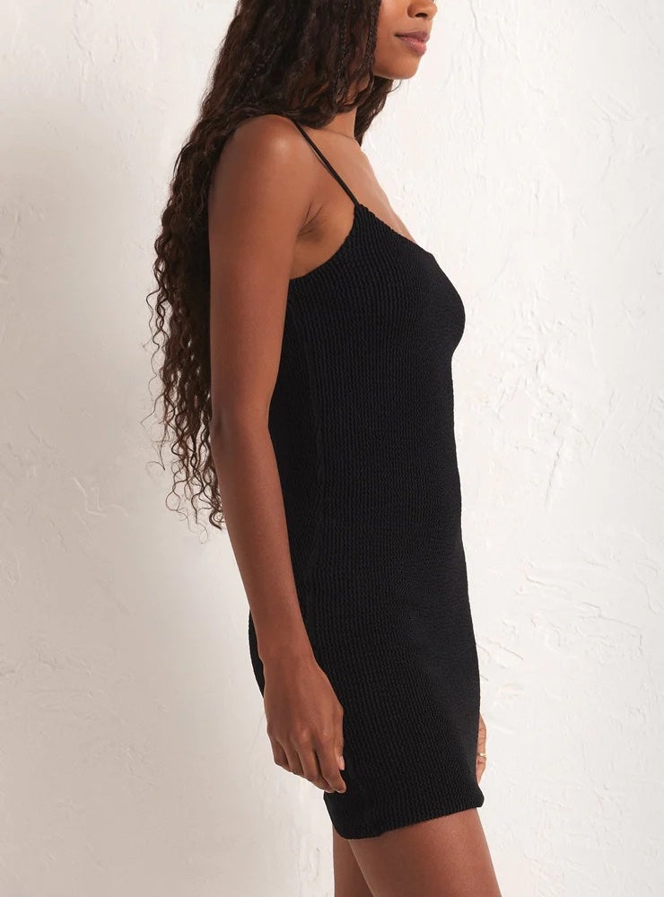 Z Supply Azure Mini Dress Black. The perfect mini has arrived. Fitted, with a flattering scoop neckline and adjustable straps, it looks just as good with sneakers or your fave boots.