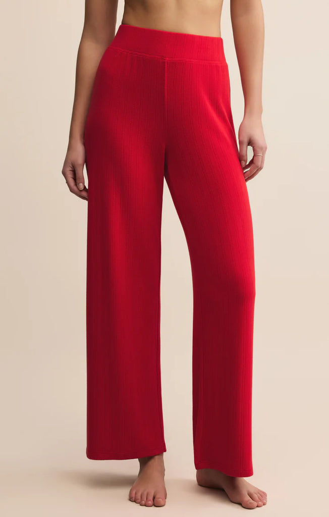 holiday red wide leg pant, ribbed knit lounge pants, high waist red pants for women, comfy wide leg pants red, boutique knit pants, cozy ribbed pants for winter, bright red loungewear pants, trendy wide leg pants 2025