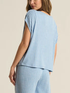 Z Supply Shoreline Rib Top Blue Jay. Dress yourself in the dreamy softness of your new favorite lounge top. The relaxed fit of the Shoreline Rib Top and classic crew neck style make it easy to wear year-round.