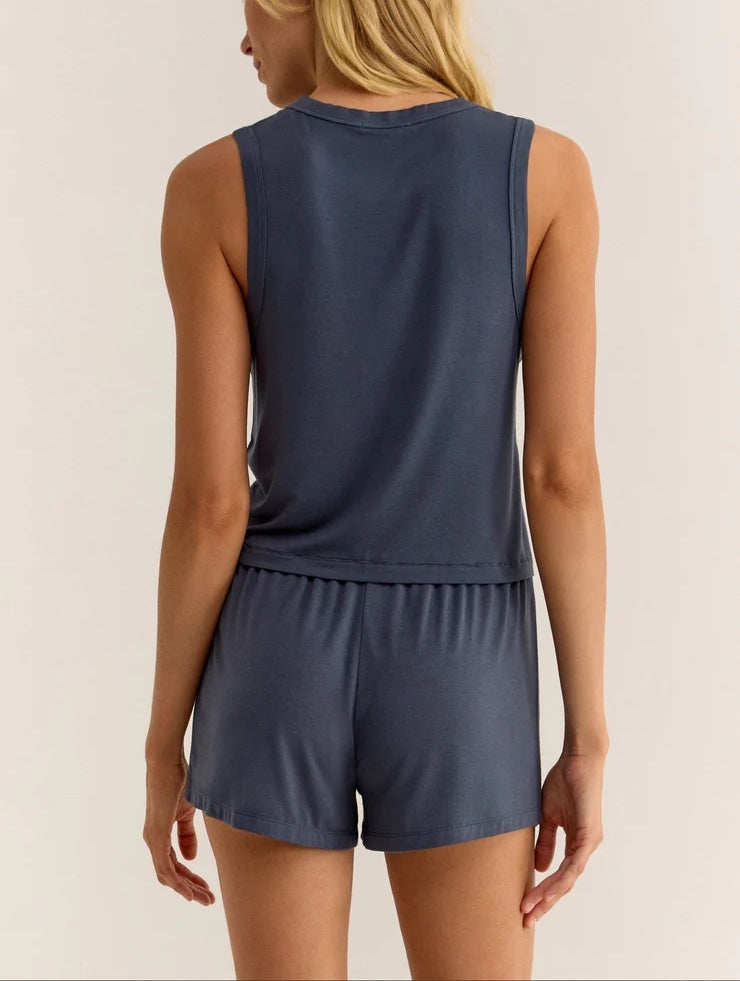 Z Supply Warmer Days Tank Supernova. A staple top for any season, this model jersey muscle tank is lightweight and soft and meant to hit at the waist.
