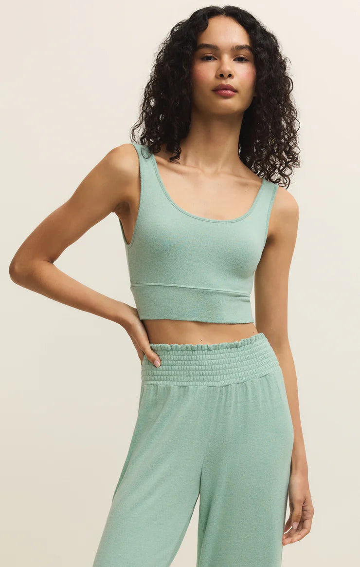 Fitted cropped tank with scoop neckline and soft fabric