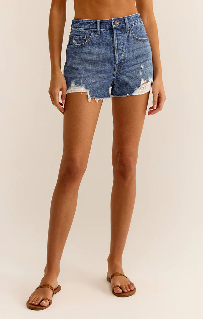 Z Supply Classic Hi Rise Denim Short Vintage Indigo. The Classic Hi-Rise Denim Short is cute and so comfortable, you'll reach for day after day. Pair with a fun graphic top or tank and you're good to go.