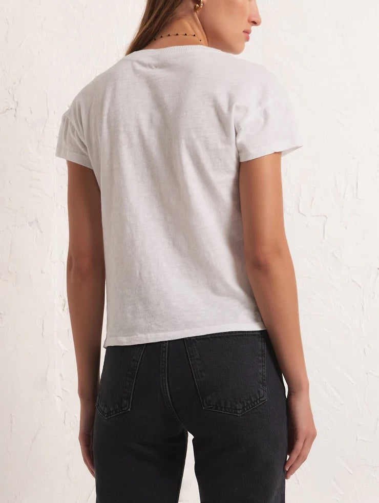 Z Supply Modern Slub Tee White. This Essential tee is a must-have in every closet! This casual wardrobe base-layer essential is great for layering and looks so good with your fave pair of jeans.