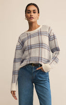 z supply junctioln plaid crew neck sweater