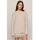 Chill Mode Sweater – Frosted Pearl, fluffy crewneck sweater with long sleeves and relaxed fit