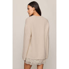 Chill Mode Sweater – Frosted Pearl, fluffy crewneck sweater with long sleeves and relaxed fit