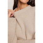 Chill Mode Sweater – Frosted Pearl, fluffy crewneck sweater with long sleeves and relaxed fit
