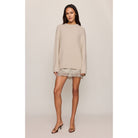 Chill Mode Sweater – Frosted Pearl, fluffy crewneck sweater with long sleeves and relaxed fit