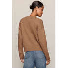 Cloud Spun V-Neck Sweater – Golden Caramel, long-sleeve knit sweater with V-neckline and ribbed trim