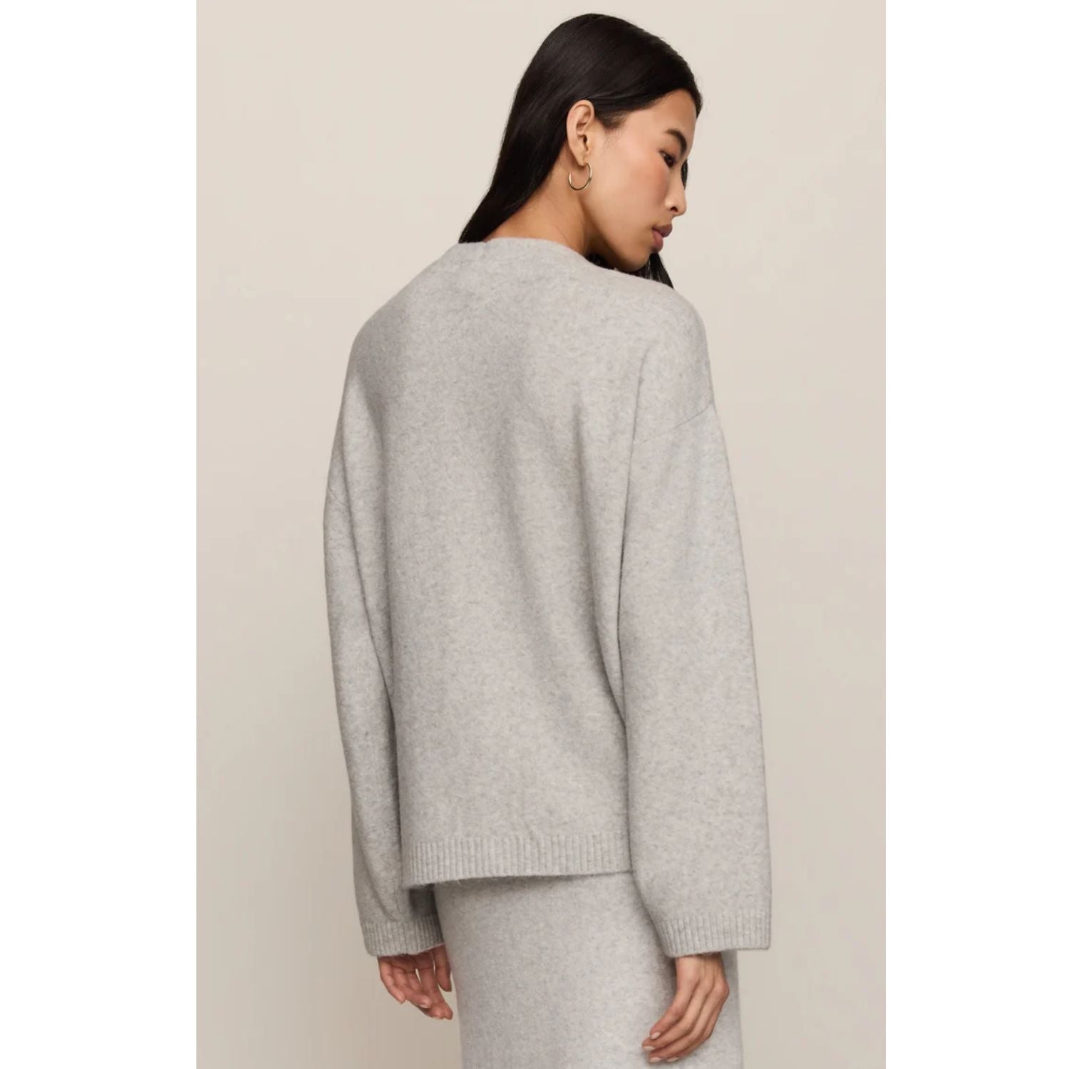 Cozy Moment Cardigan with V-neckline, button front, long sleeves, and oversized patch pockets