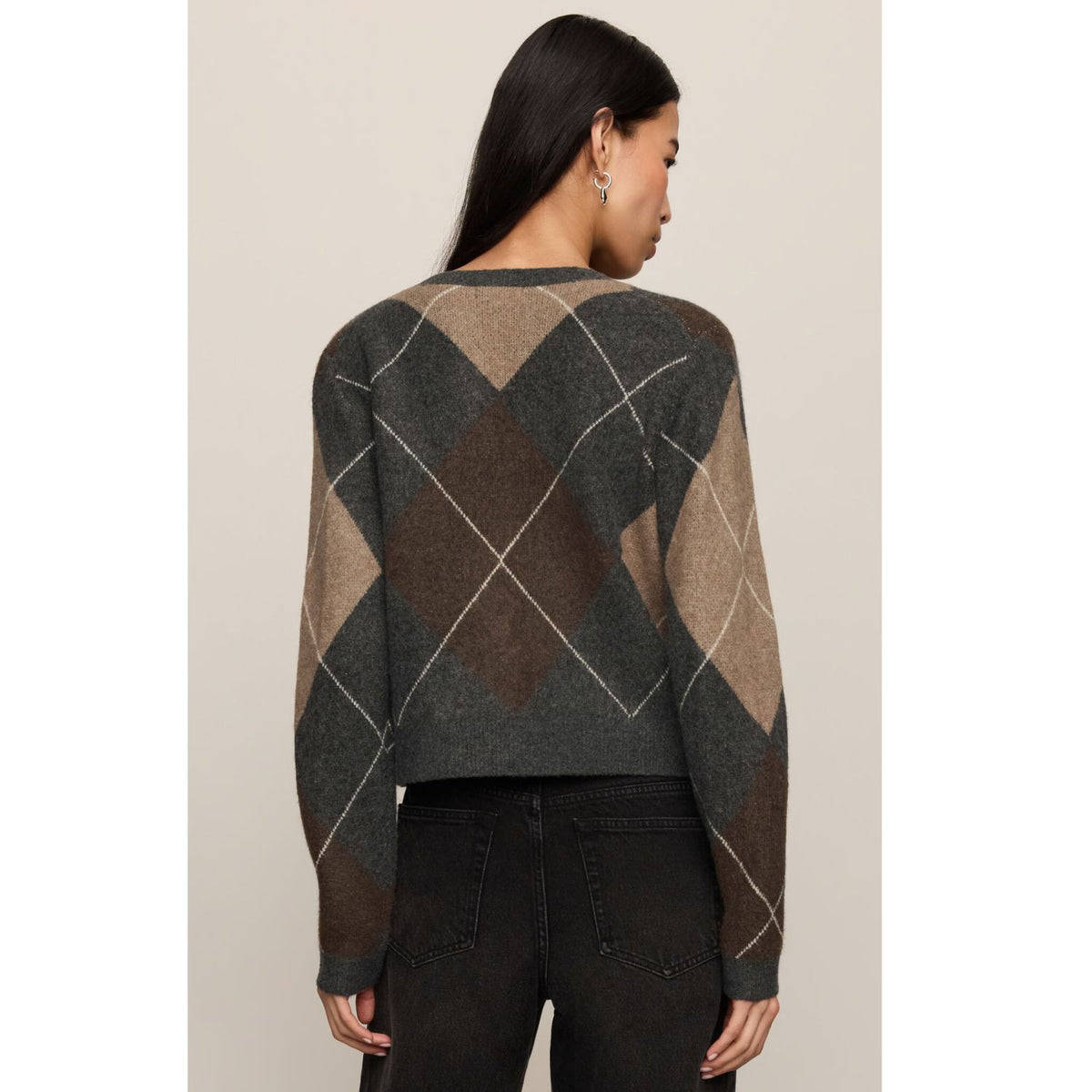 Medina Stripe Cardigan with crew neckline, long sleeves, and button-front closure.