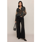 Medina Stripe Cardigan with crew neckline, long sleeves, and button-front closure.