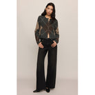 Medina Stripe Cardigan with crew neckline, long sleeves, and button-front closure.