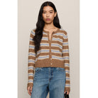 Medina Stripe Cardigan is striped button-front cardigan with crew neckline and long sleeves