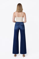 Flying Monkey High Rise 4 Way Stretch Wide Knit Denim in Abound, back view