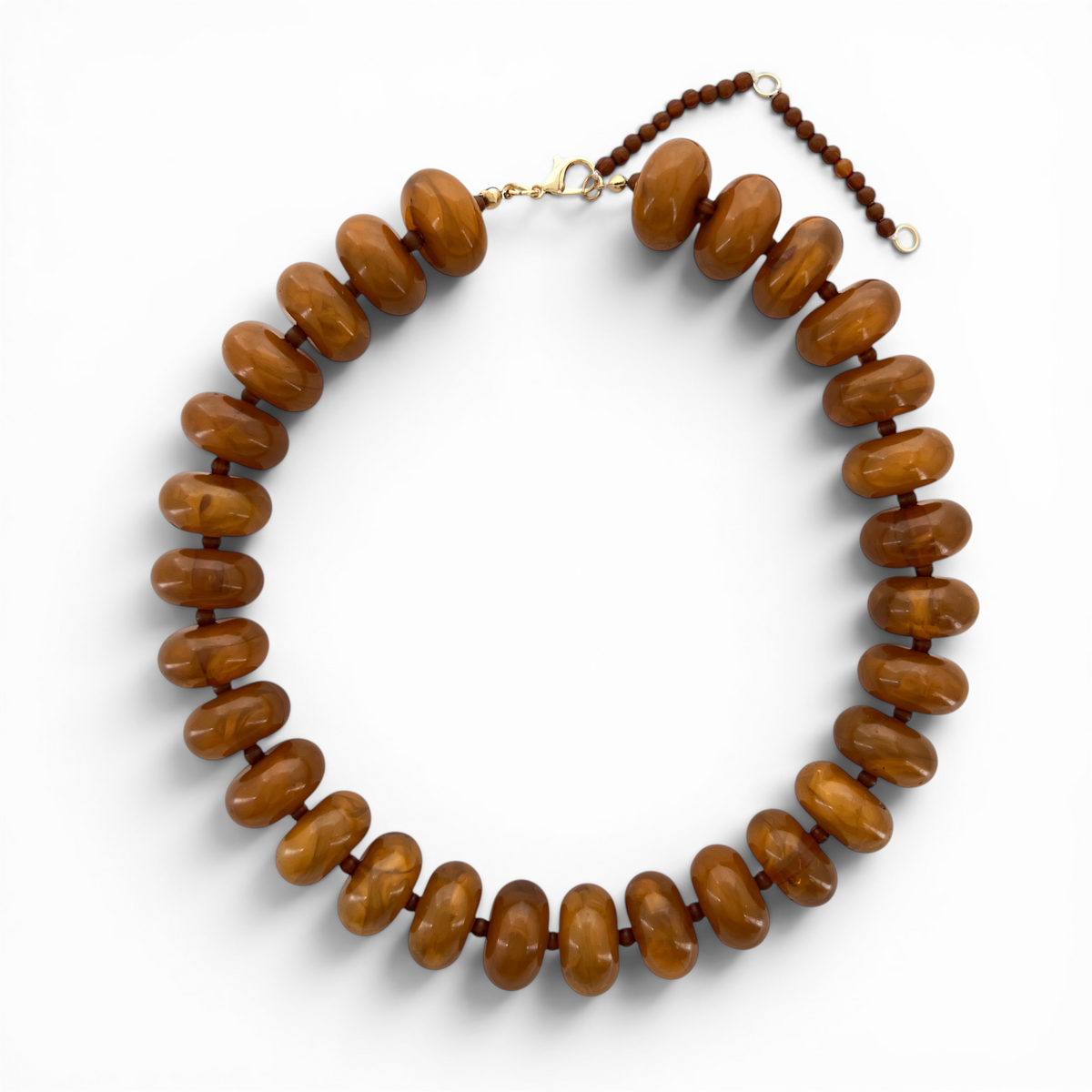 OMG Blings 20mm Resin Rondelle Beaded Necklace in Amber