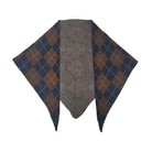 KW Fashion Argyle Triangle Scarf in Brown, flat front view
