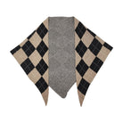 KW Fashion Argyle Triangle Scarf in Taupe, flat front view