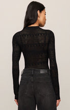 Z Supply Avery Sweater Top in Black, back view