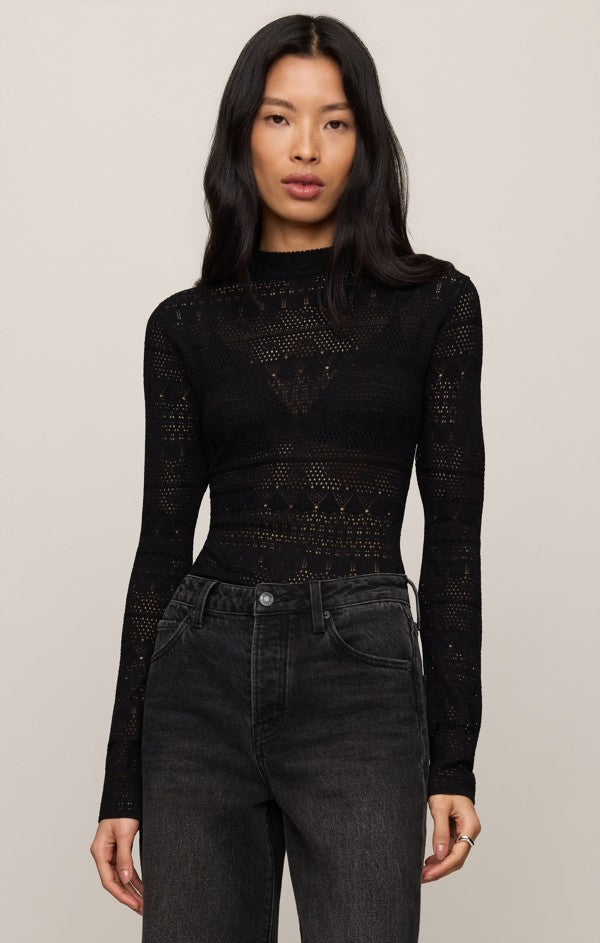 Z Supply Avery Sweater Top in Black, front view