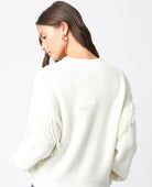 Olivaceous Fringe Detail Sweater in Cream, back view