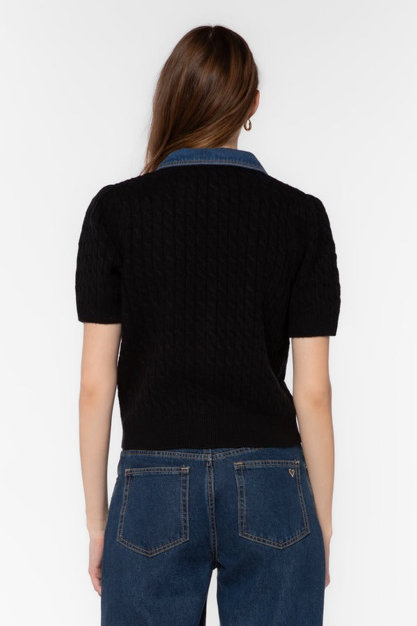 Velvet Heart Rosie Cabel Knit Cardigan in Black, back view